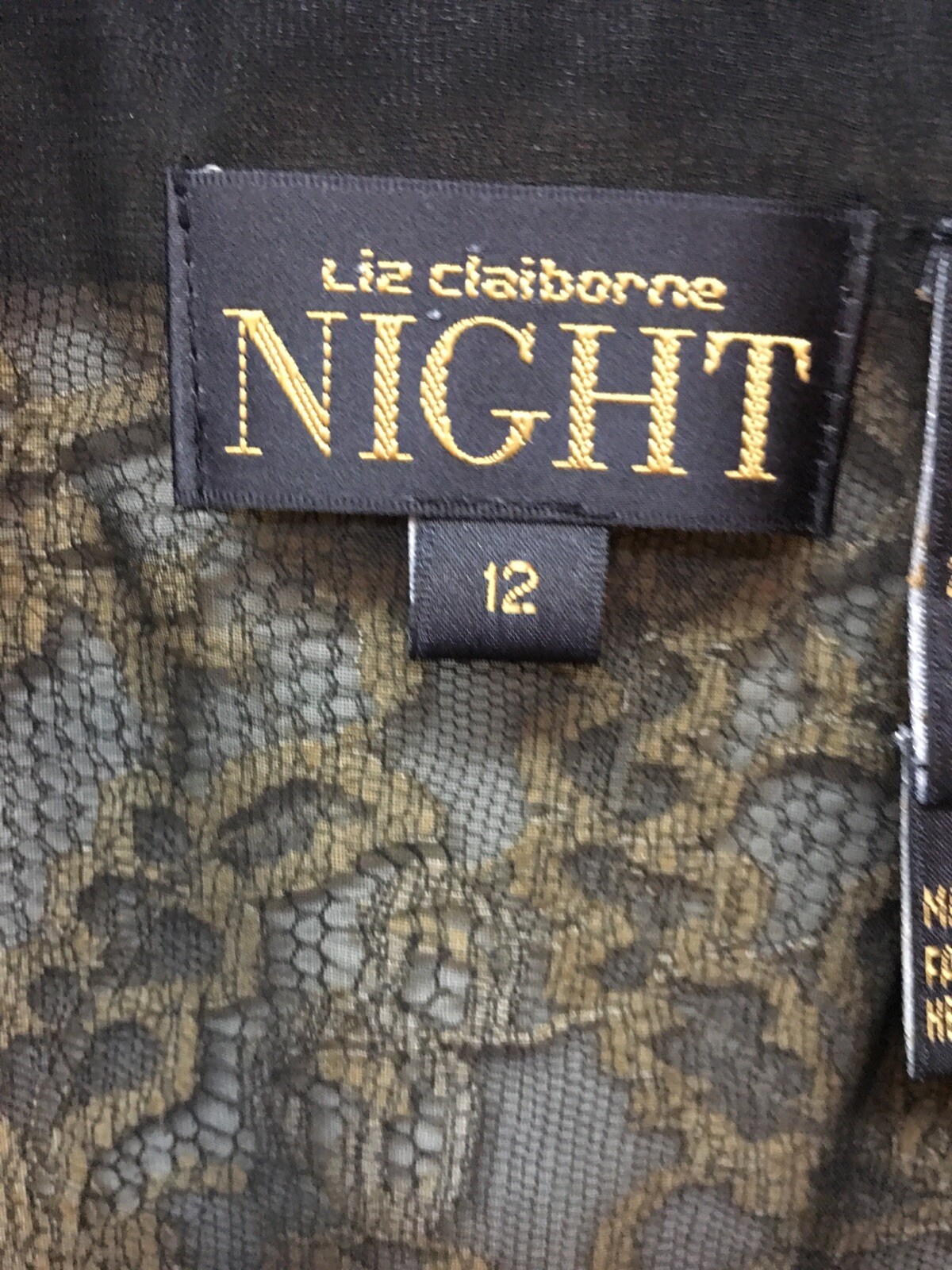 Vtg Liz Claiborne Night Evening Dressy Party 12 Jacket Black Gold Lace Overlay