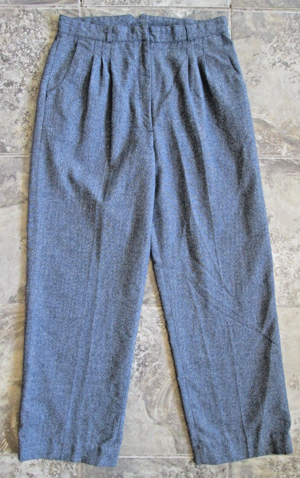 Vintage Bentley Pants 16 30×27 Blue Pleated Wide Tapered Leg High Rise Blend