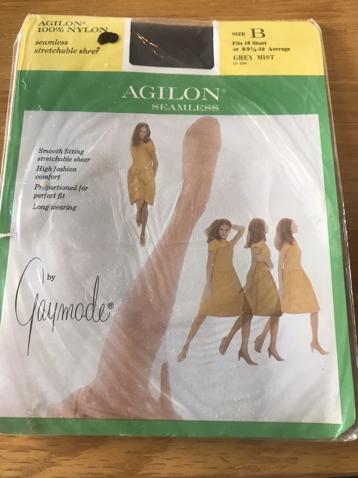 Vtg Gaymode Stockings Agilon Seamless Size B Grey Mist 10 Short 9 1/2-10 Avg NEW