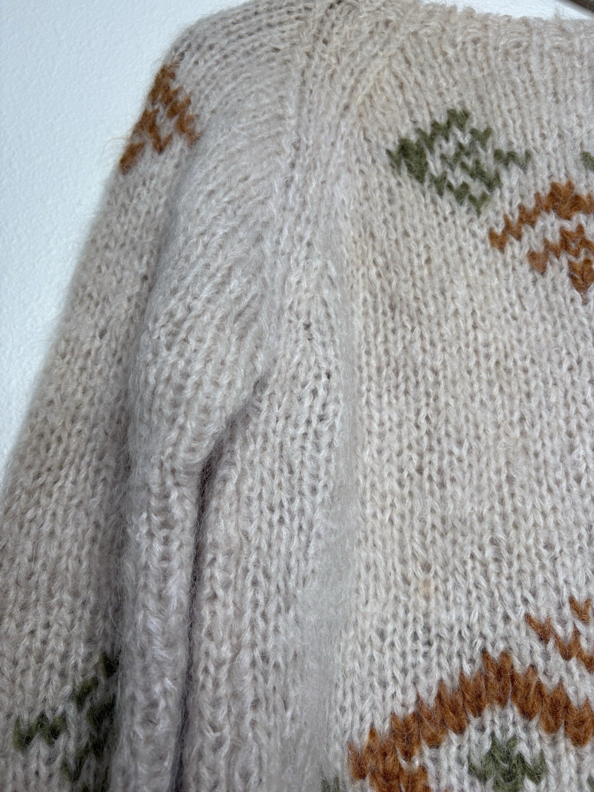 Vintage Made In Italy Fuzzy Mohair Wool Blend Sweater Hand Knit Pullover Size S