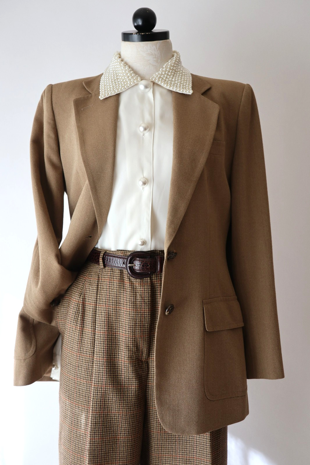 Ralph Lauren Beige Rayon Wool Equestrian Horse Buttons Blazer Jacket Women M