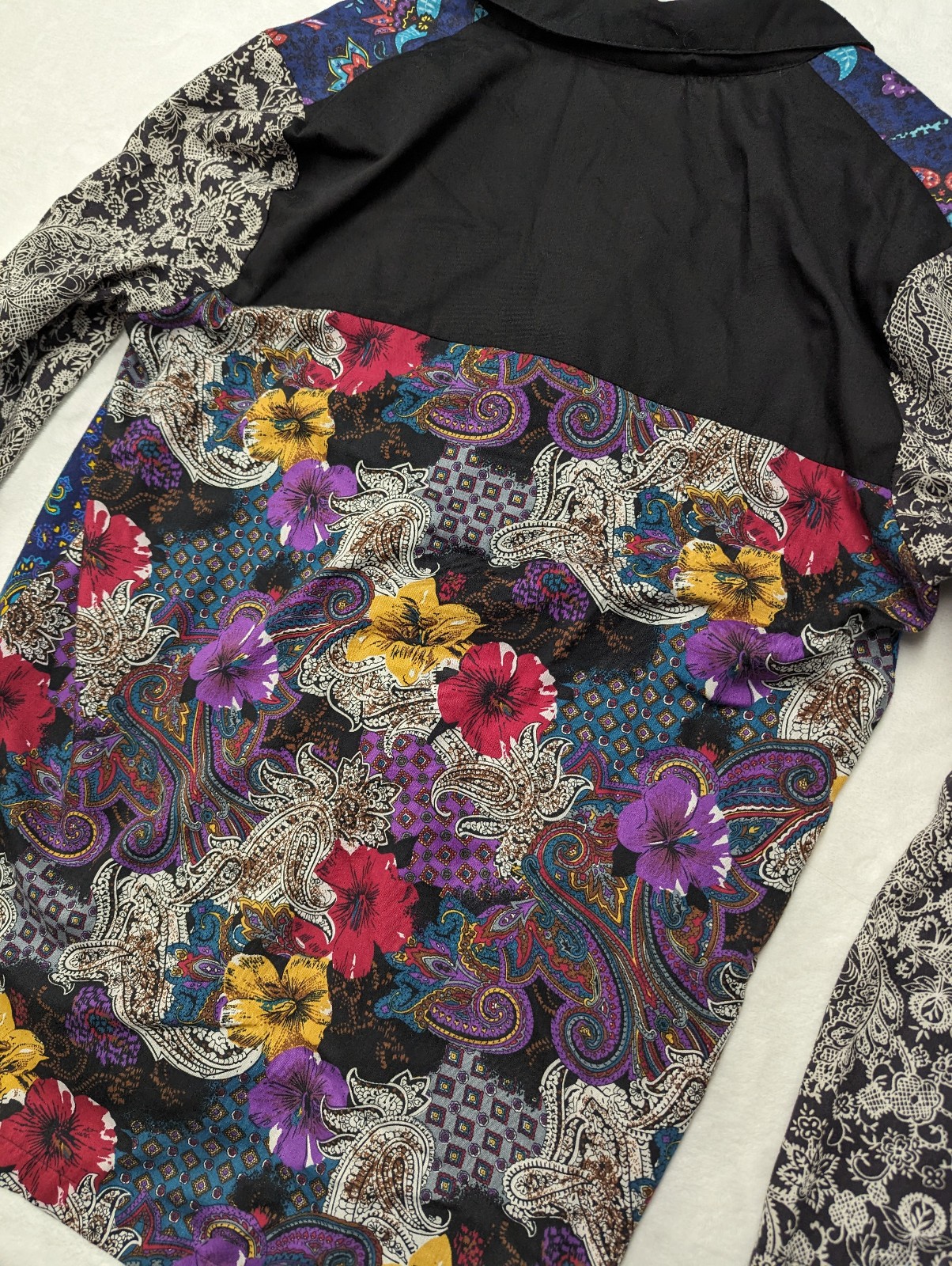 JRS ONLY! California Vintage Retro Floral Patchwork Single Button Blazer Large