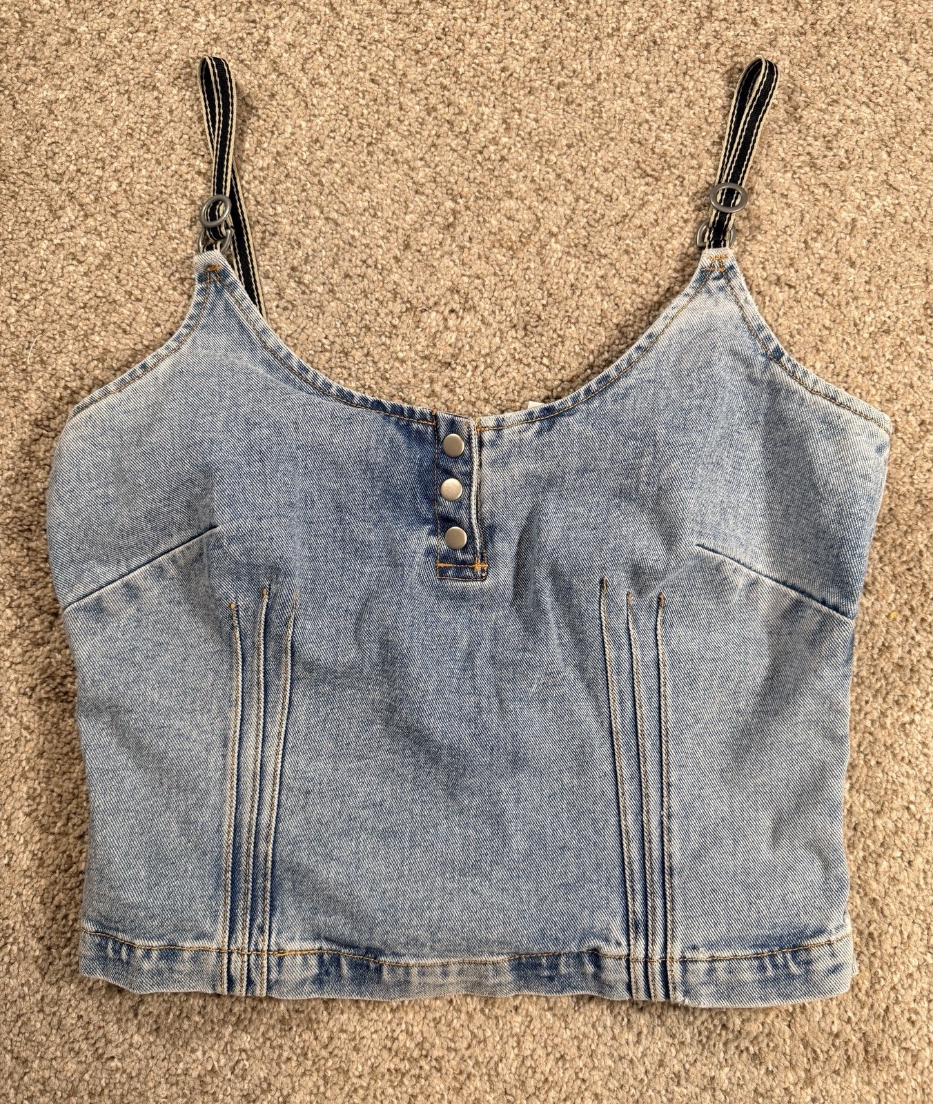 Vintage 90s Newport News Jeanology Denim Corset Top Bustier Size 10 Y2K