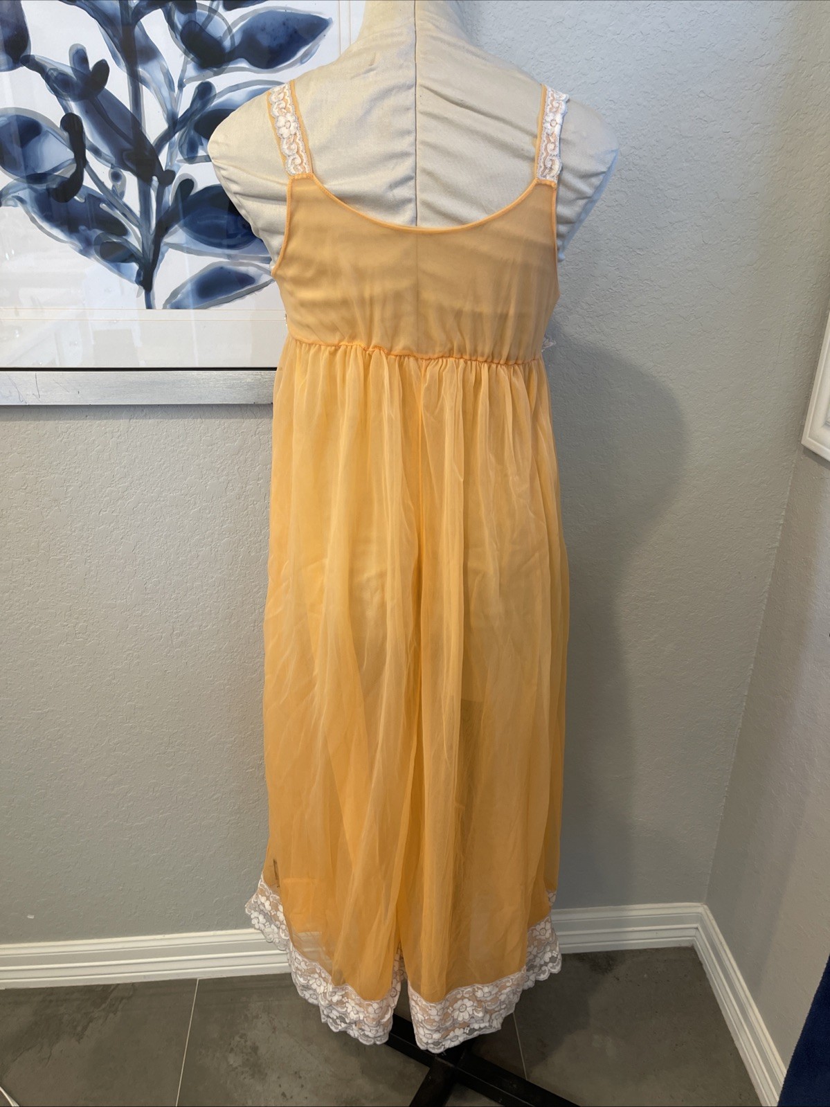 Vintage Jenelle of California Nightie Orange 2 Layer Sz M(measurements)