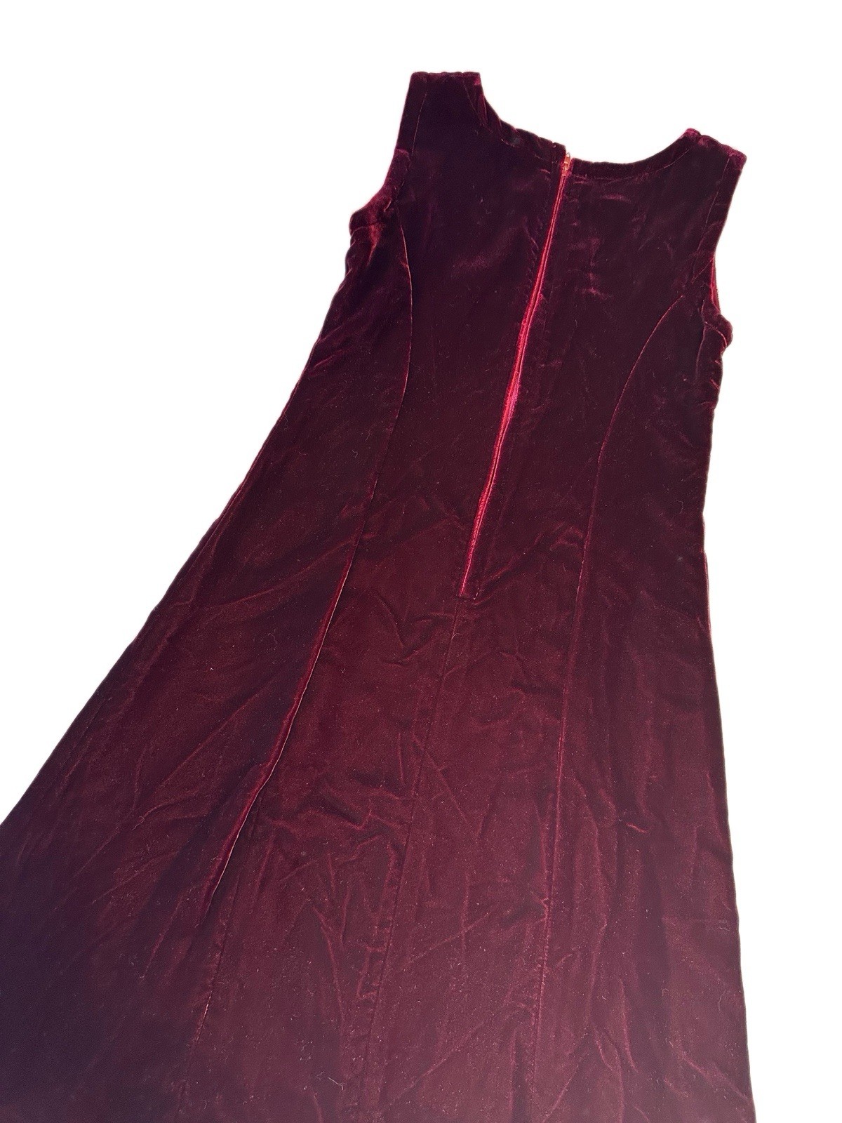 Vintage 90s Handmade Wine Burgundy Red Velvet A-line Dress XS Whimsigoth