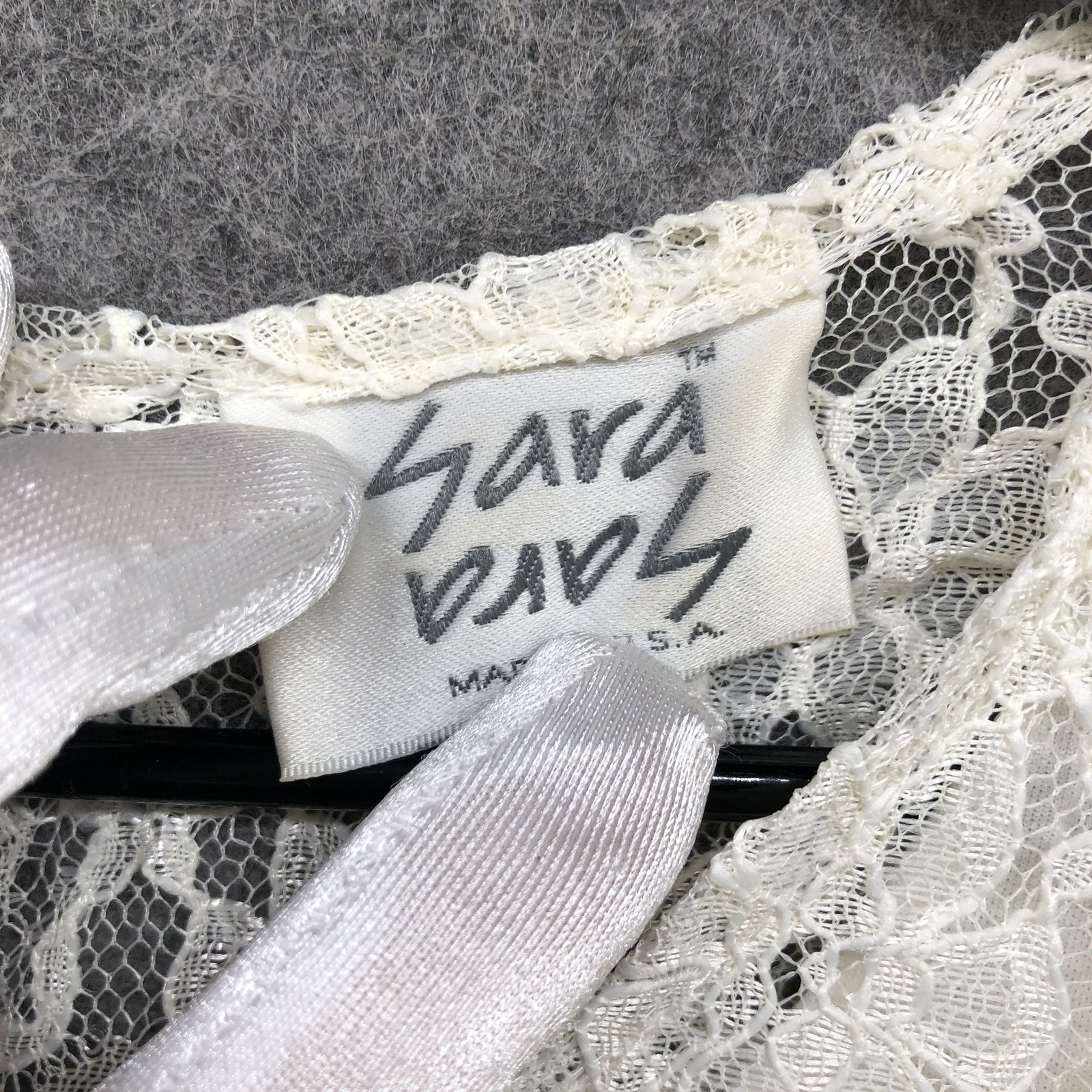 Vintage Sara Babs All Lace Dress Size 12 (S) Ivory 3/4 Sleeve Midi A-Line