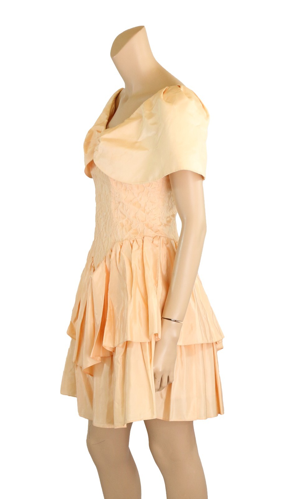 Diamond’s Run Vintage 80s Peach Lace & Taffeta Tiered Party Prom Dress sz 5-6