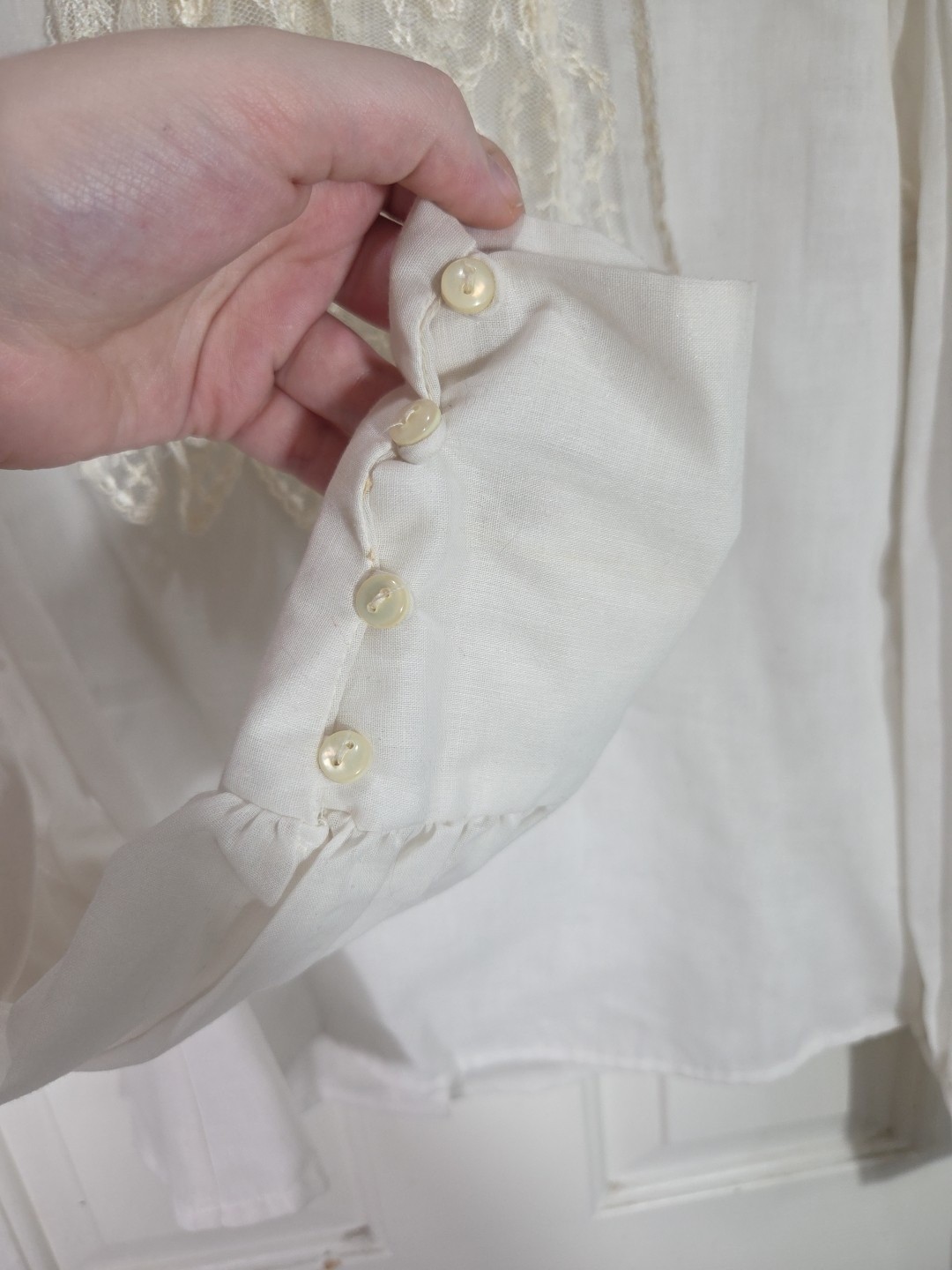 Vtg 70s Gunne Sax Gold Tag Prairie Jabot Collared Edwardian Victorian Blouse – M