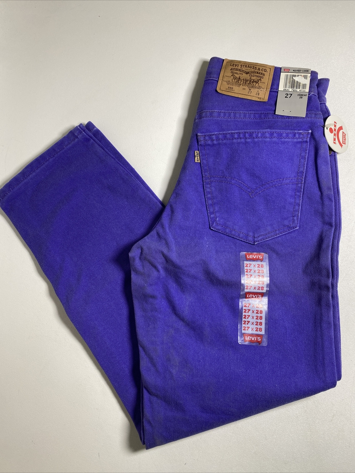 Vintage Levis 550 Jeans Purple 27×28 Student Fit NWT Made in the USA