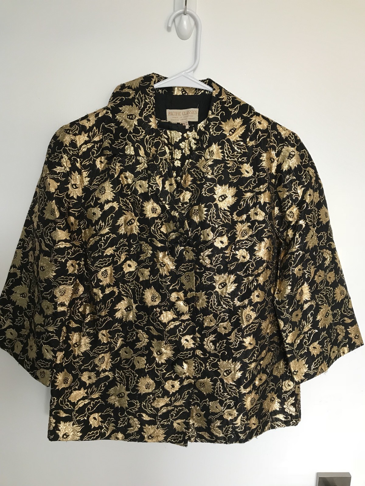 LUREX Black Gold Floral Set Vintage HONG KONG Mid Century MOD Sz M/L WITH TAGS