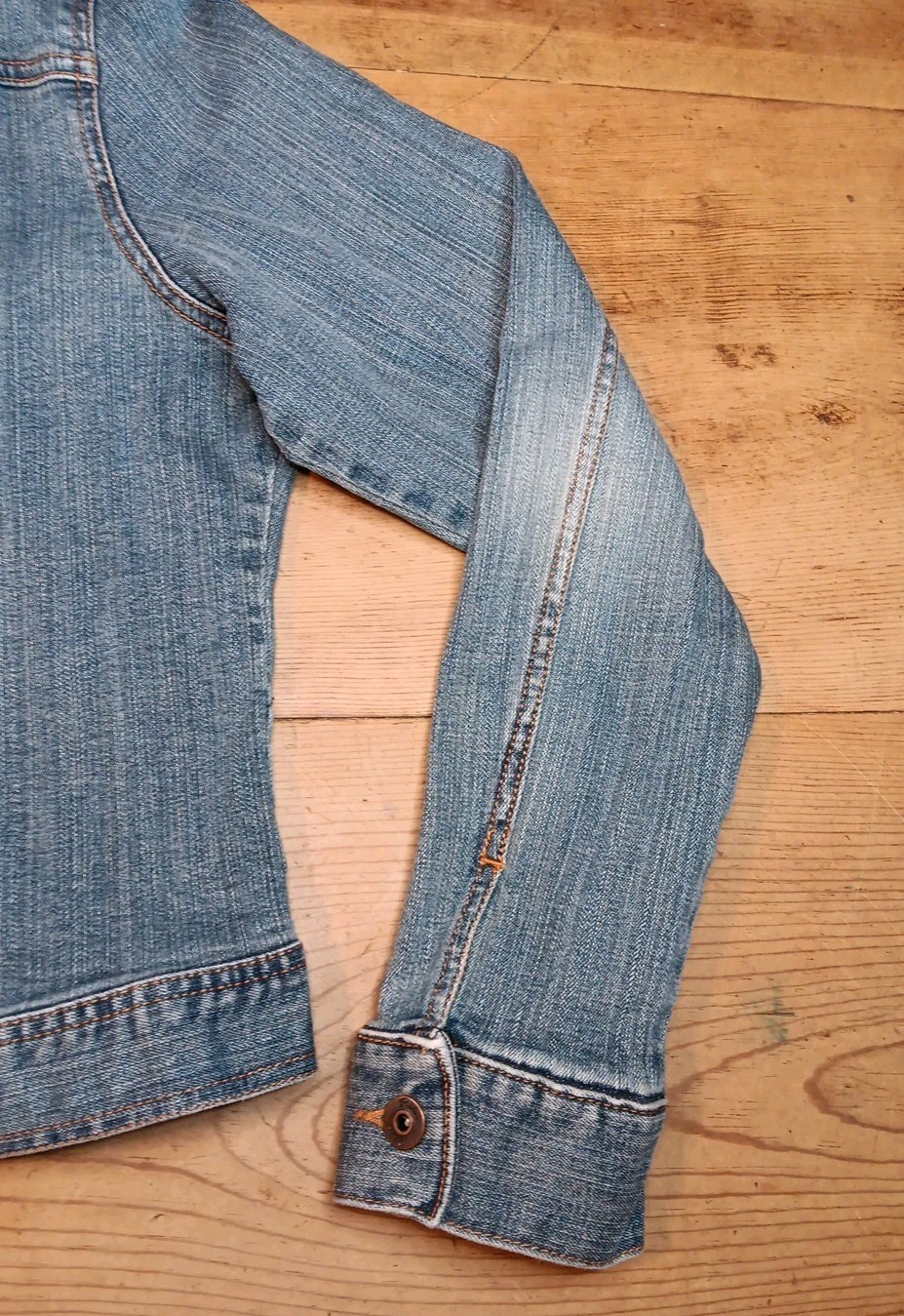 Vtg Lee Riders Copper Collection Jean Jacket Womens L Blue Stretch Denim Trucker