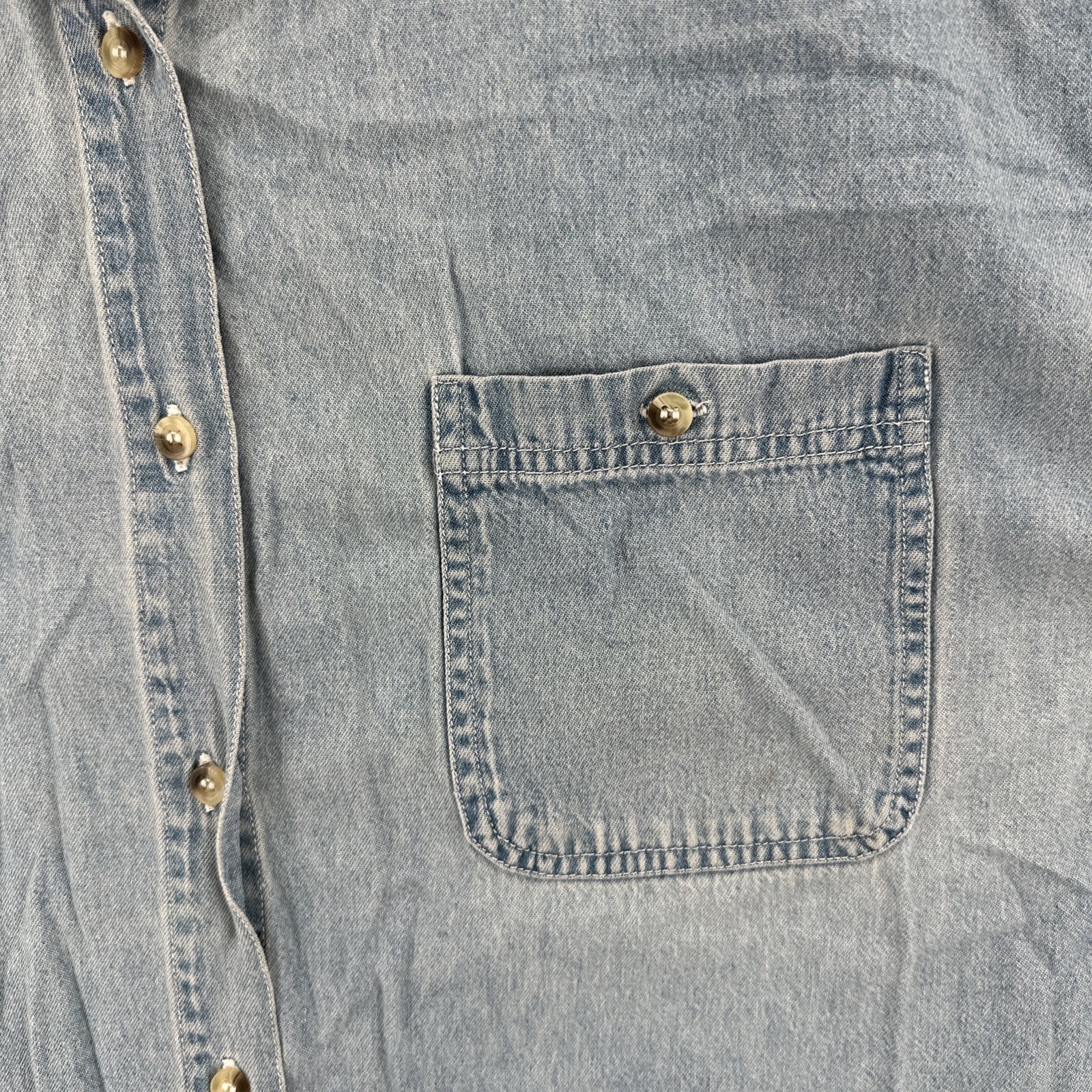 Vtg Details Sportswear Inc Womens Size 20 Faded Blue Denim Button Up Shirt 90s