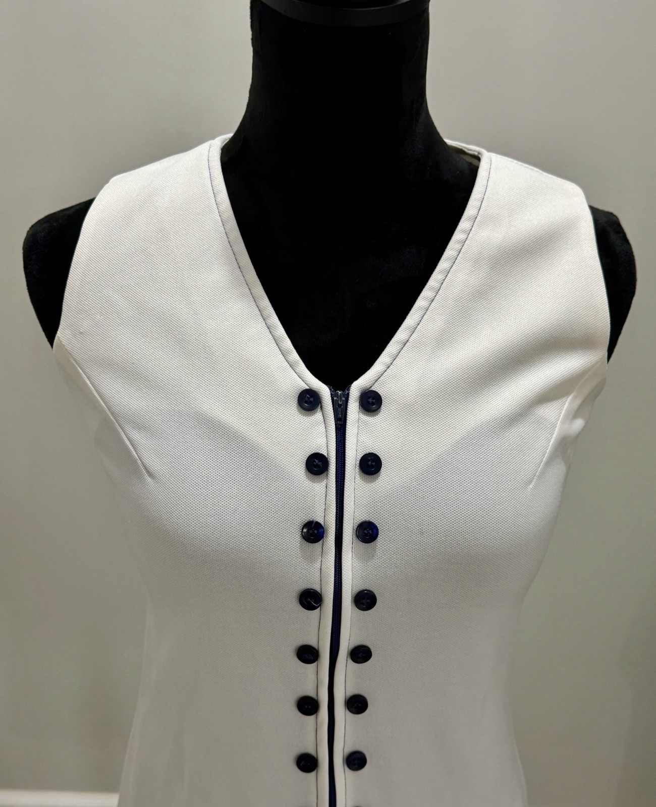 2 Vintage 1970s Women’s Navy & White/Off White Dresses