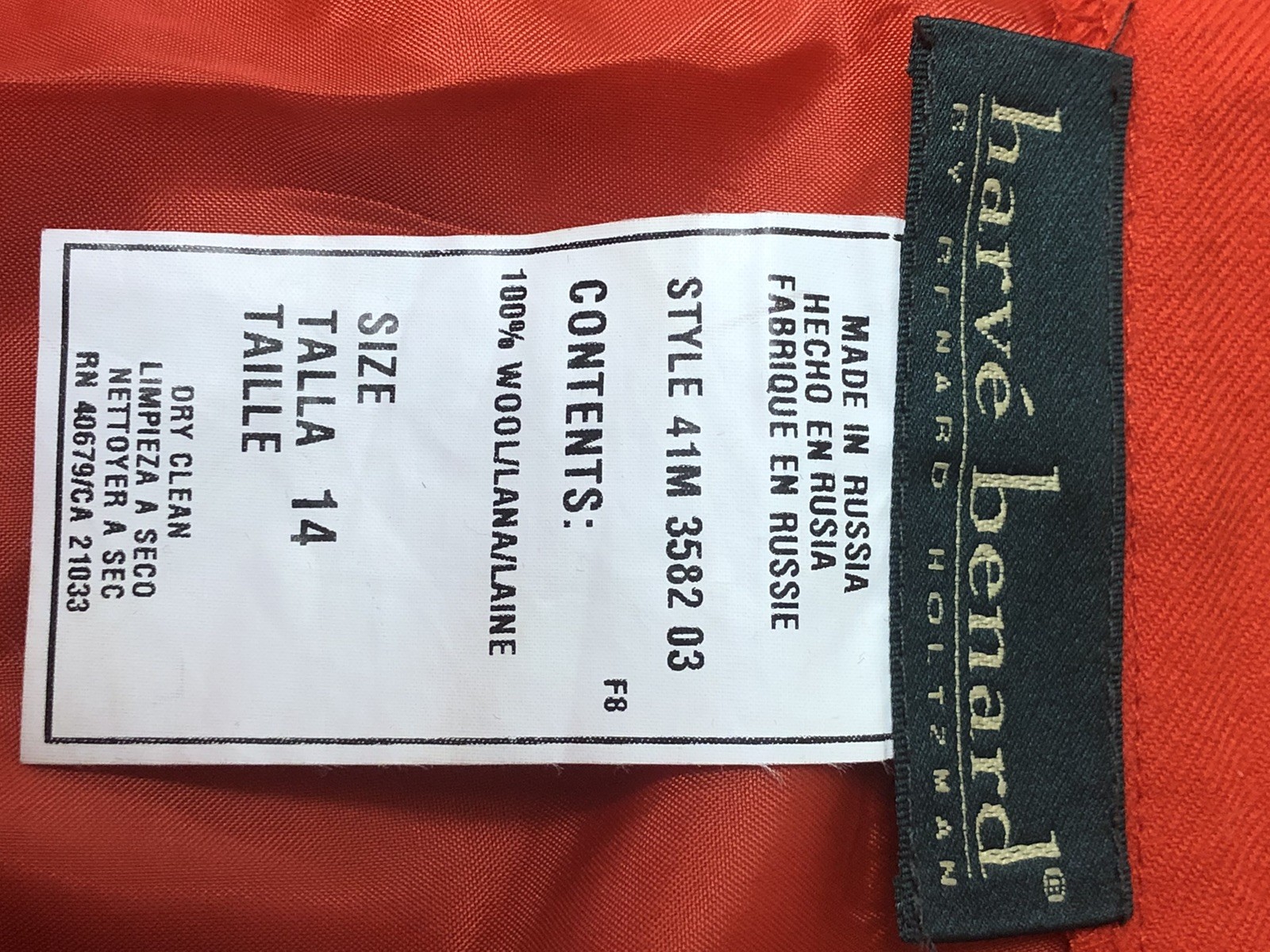 Vtg Harve Benard Holtzman Red Skirt 14 Midi Straight Side Split 100% Wool