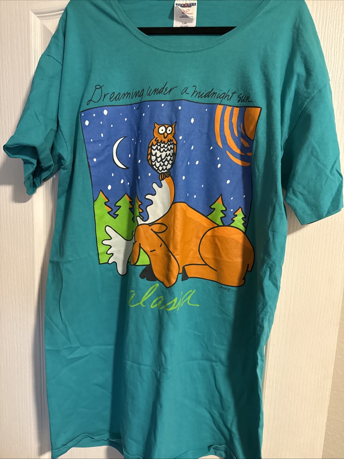 Vintage Women’s Sleep T-shirt Dreaming Under A Midniggt Sun Alaska Pajama Large
