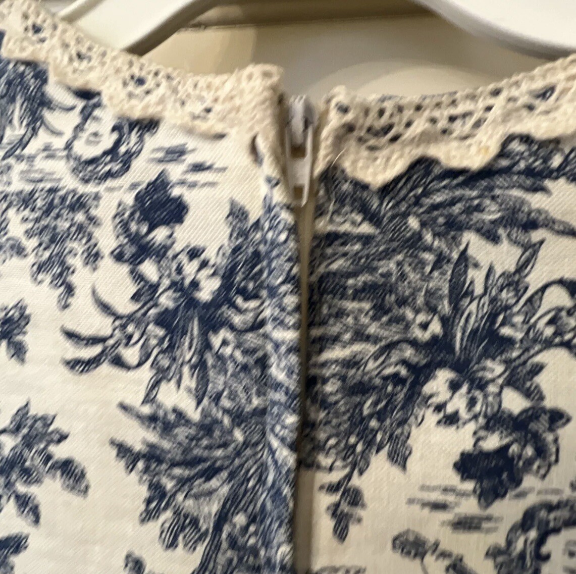 1970’ GUNNE SAX by Jessica Toile de Jouy Maxi Dress Blue Velvet Lace-up Blue 11
