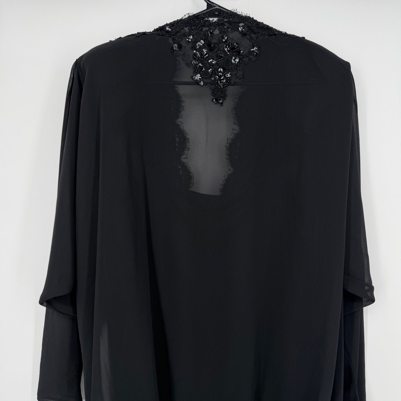 Vintage Casadei Evening Dress Size 14 Black Sequin Lace Chiffon Whimsygoth 80’s