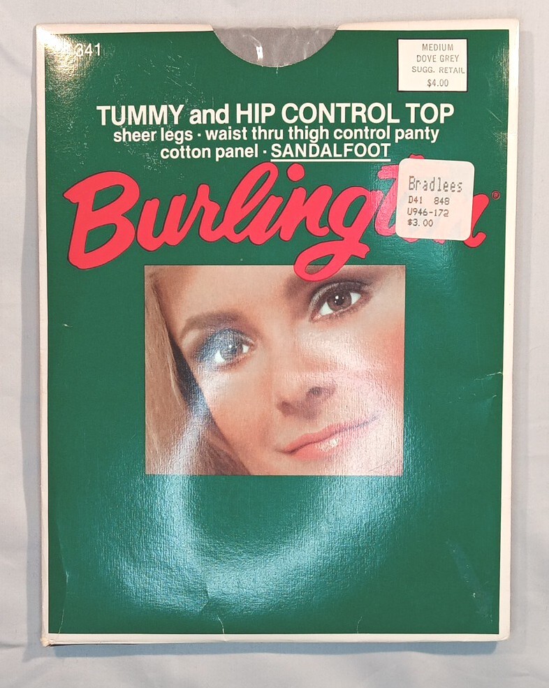 Vintage Burlington Panty Hose Tummy Hip Control Top Sheer Dove Grey Medium NOS