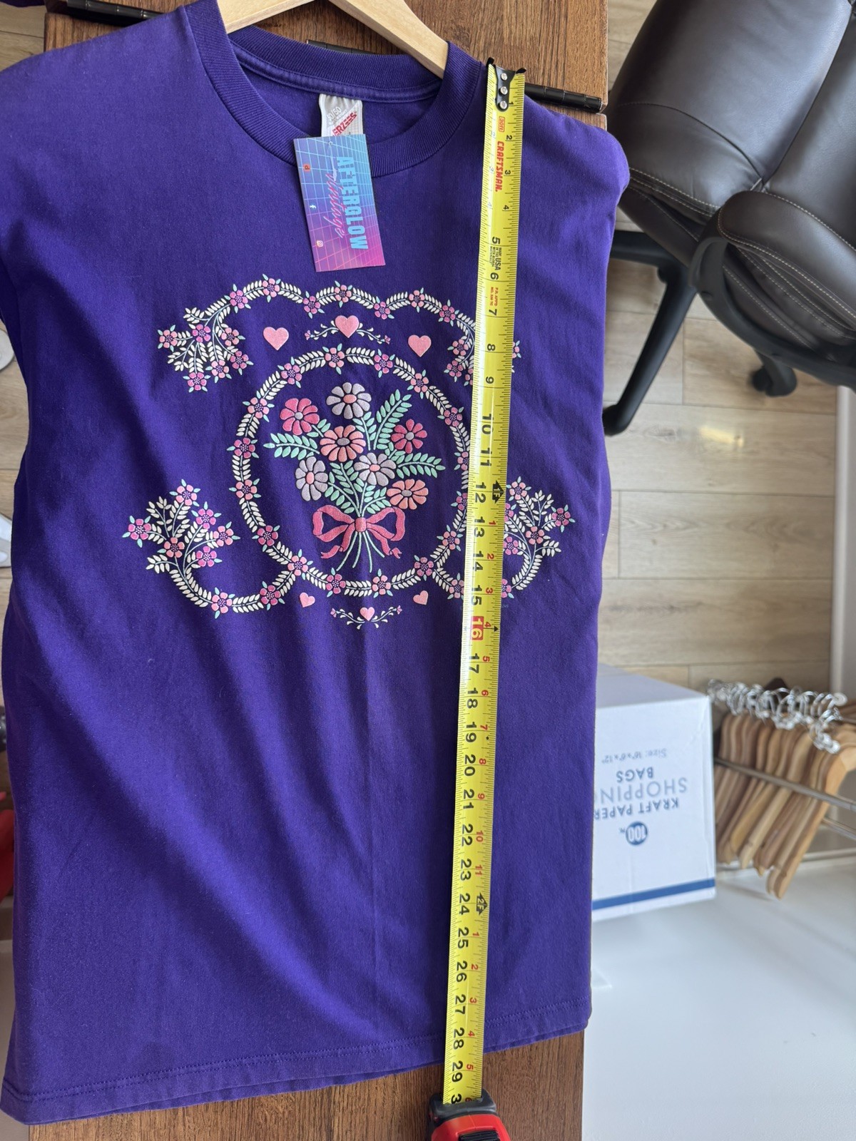 Vintage 90s Endless Designs Cottage Core Floral Heart Bouquet T-Shirt Purple L