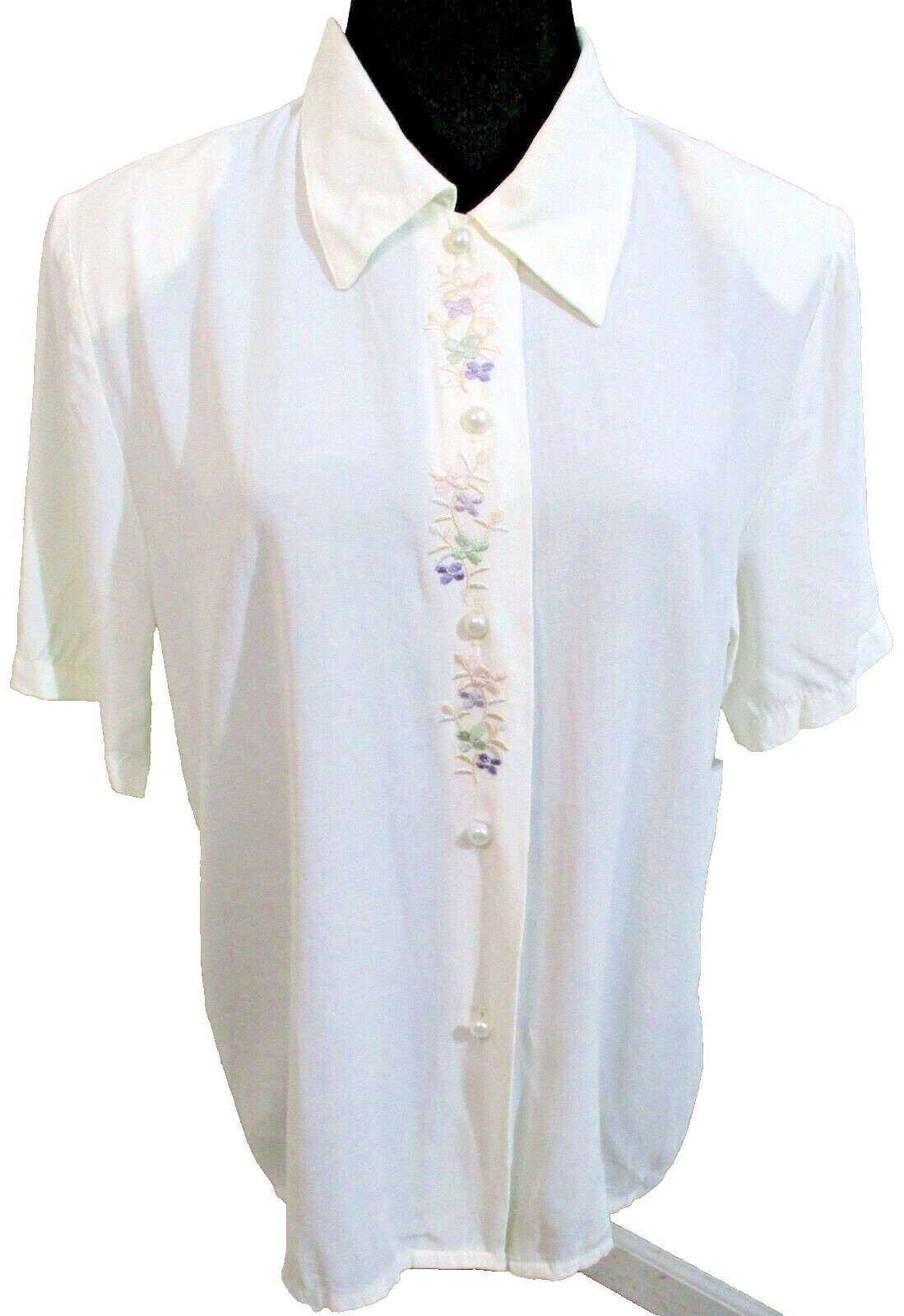 Vintage impressions Embroidery Ivory Cottagecore SS Blouse Size 10 Women’s EUC