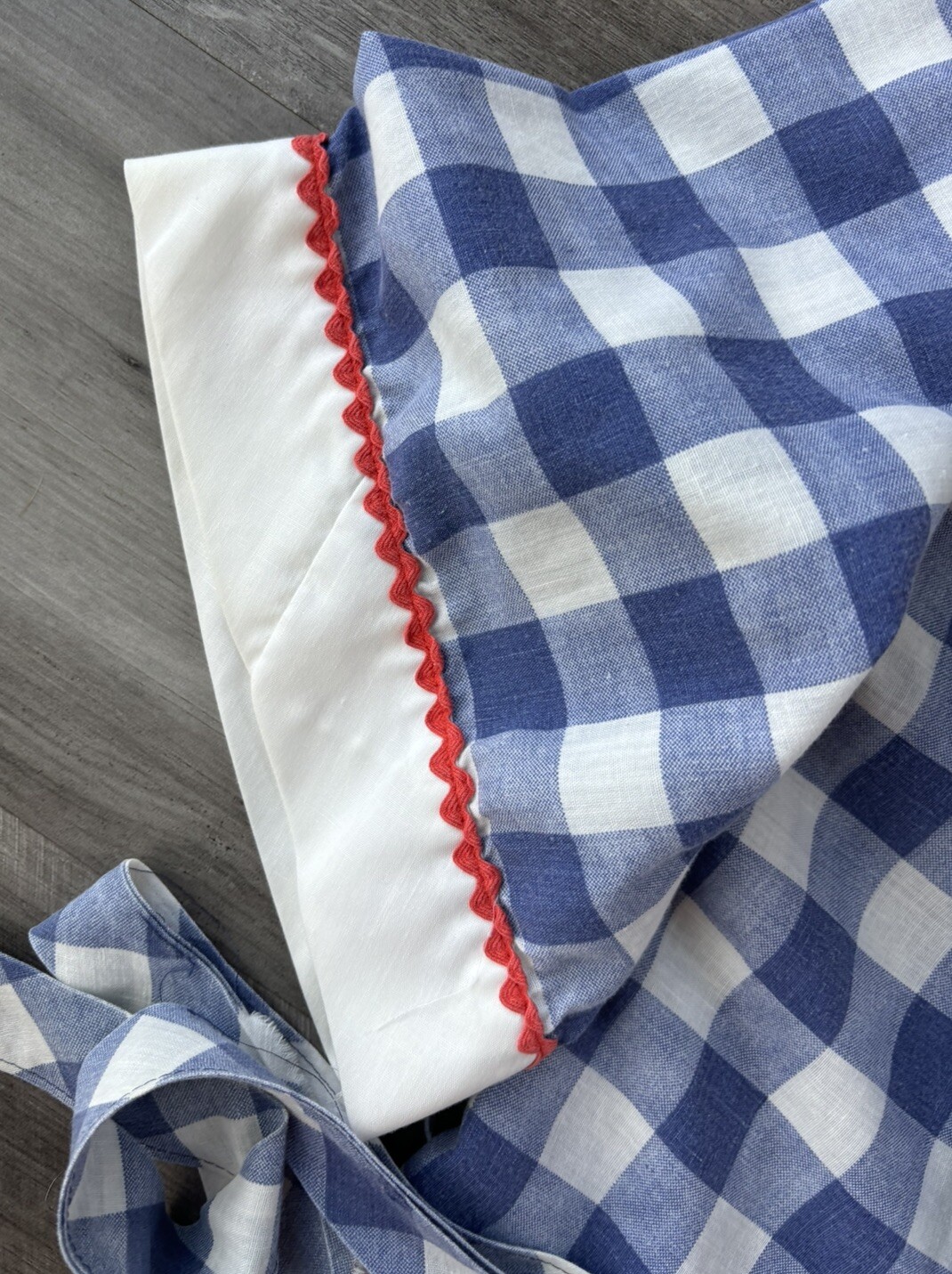 Vintage JCPenney Blue Check Cotton Robe Womens Size M Belted Pockets Americana