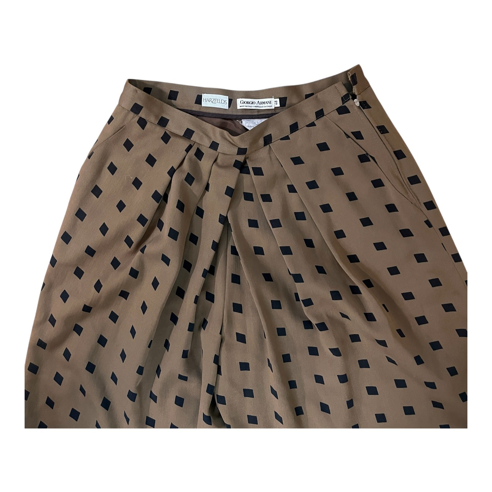 Giorgio Armani Vtg Wool Culottes Diamond Print Wide Leg Shorts IT 48 / Waist 30