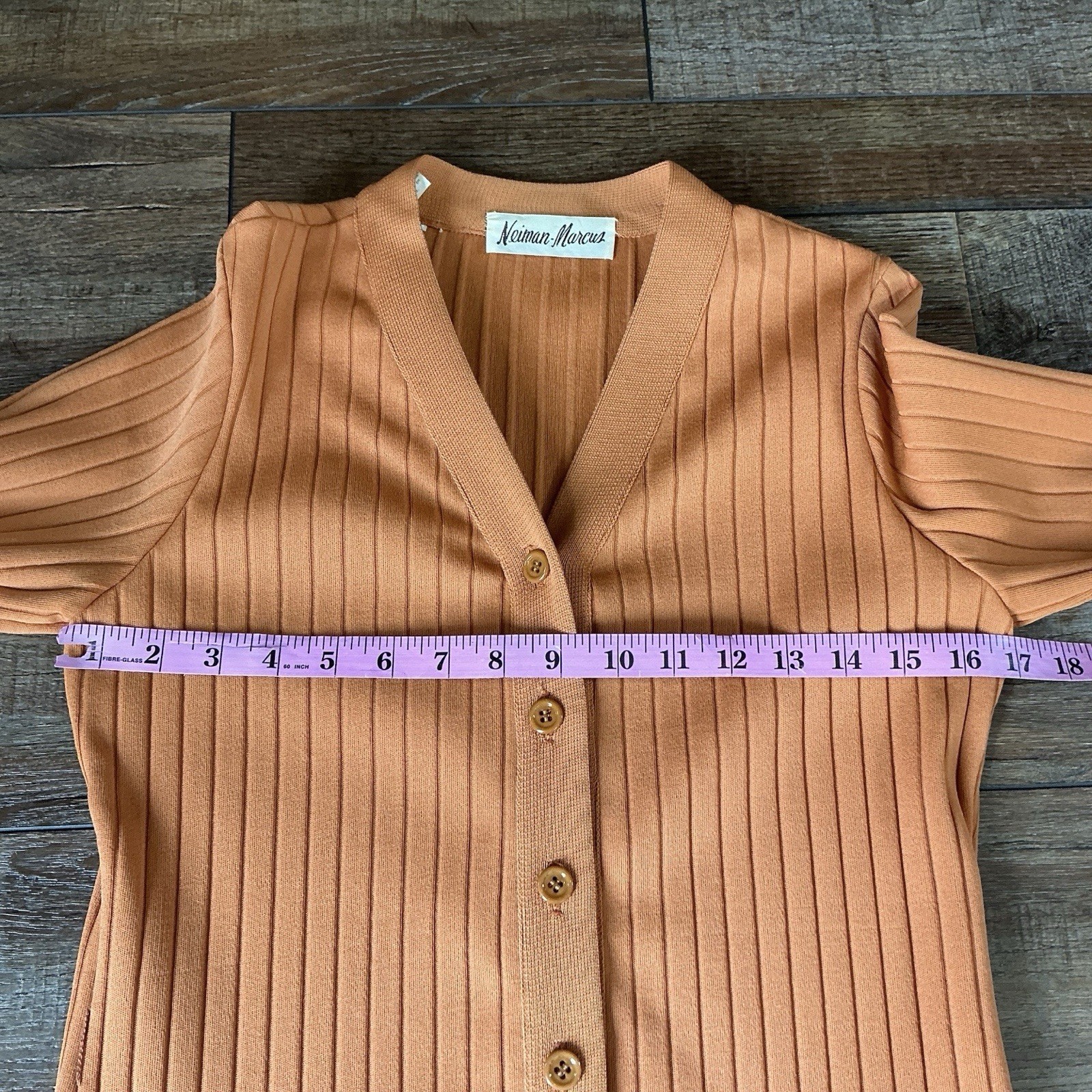 60s 70s VTG Neiman Marcus Orange Knit Plaid Drop Waist Dress Size 10 ILGWU #38D7
