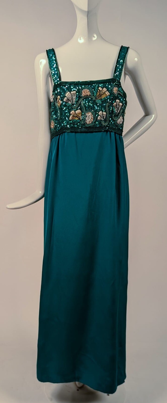 VINTAGE LATE 1970’S RICHILENE DRESS W DENSE BEADWORK EMBROIDERY + SEQUINS