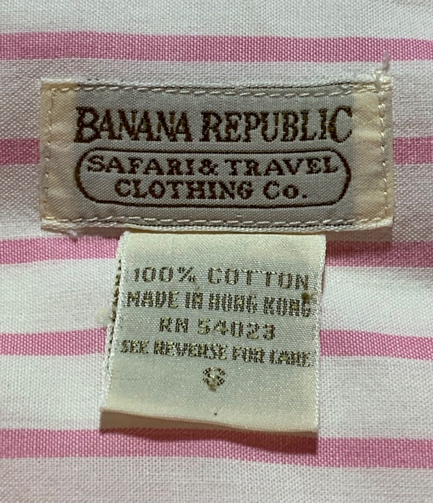 BANANA REPUBLIC Vintage 80s/90s Women’s LS Pink Cotton Stripe Blouse Shirt Sz S