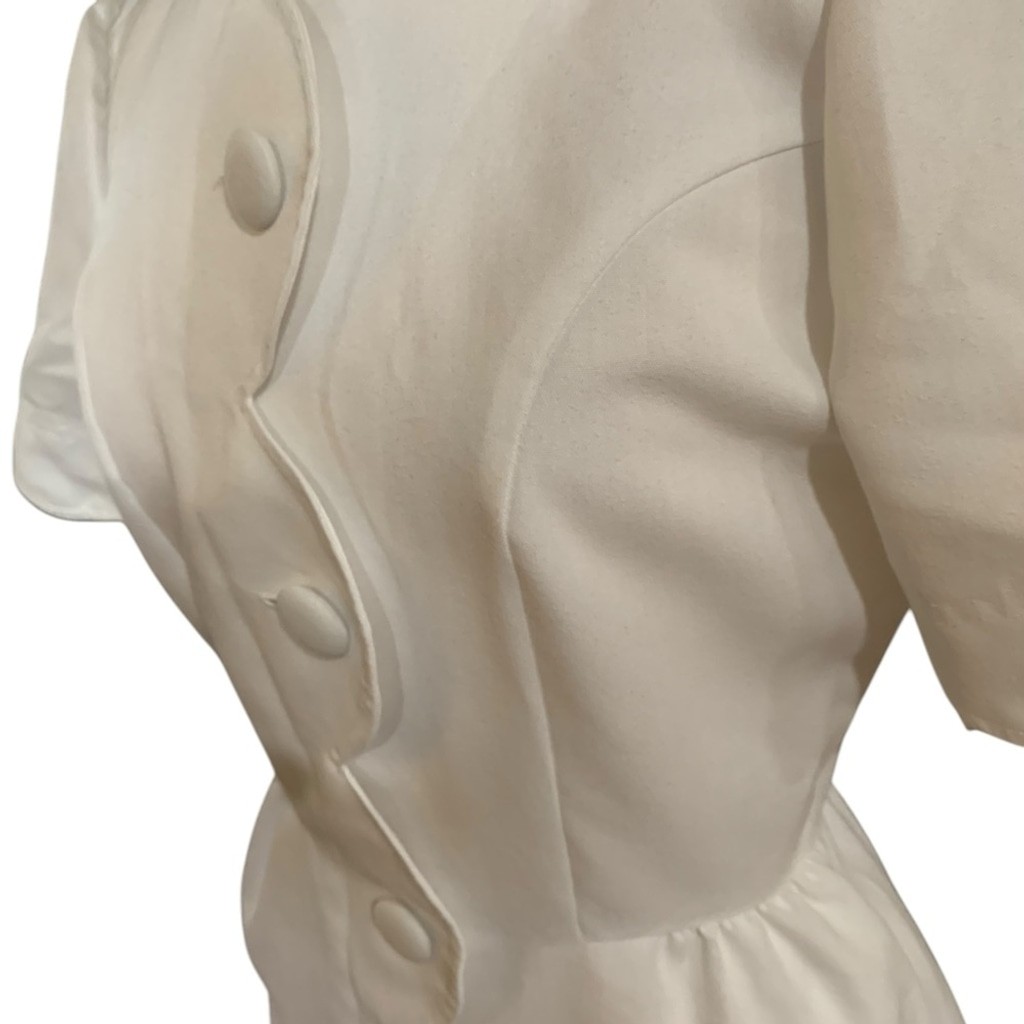 Vintage 90’s Action line white scallop trim button up dress with pockets size 8