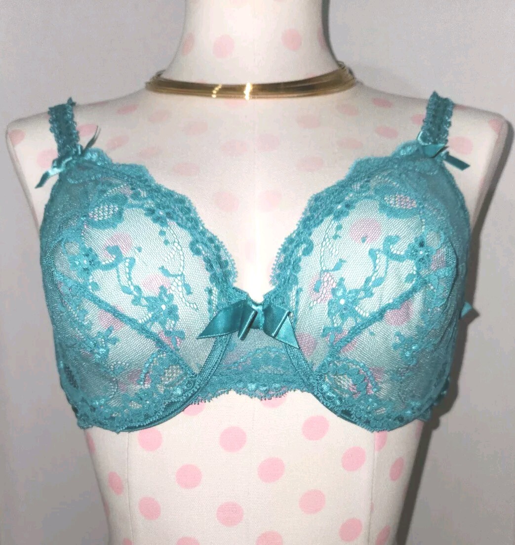 Vintage Victoria’s Secret Gold Label CROWN Bra 36C Made in USA- NWT – Teal Green