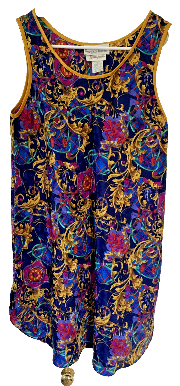 Vtg GEORGETTE TRABOLSI Neiman Marcus Sz M Multicolor Tunic Top