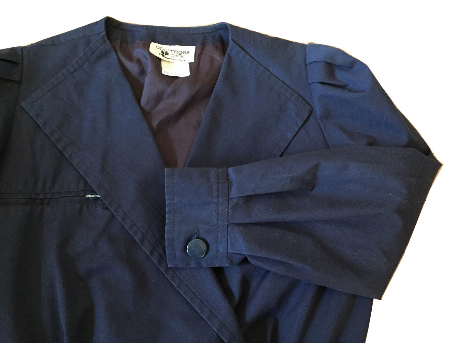 COURREGES Skirt Jacket Suit 2-Piece Size S/6 Navy Cotton Blend Vintage