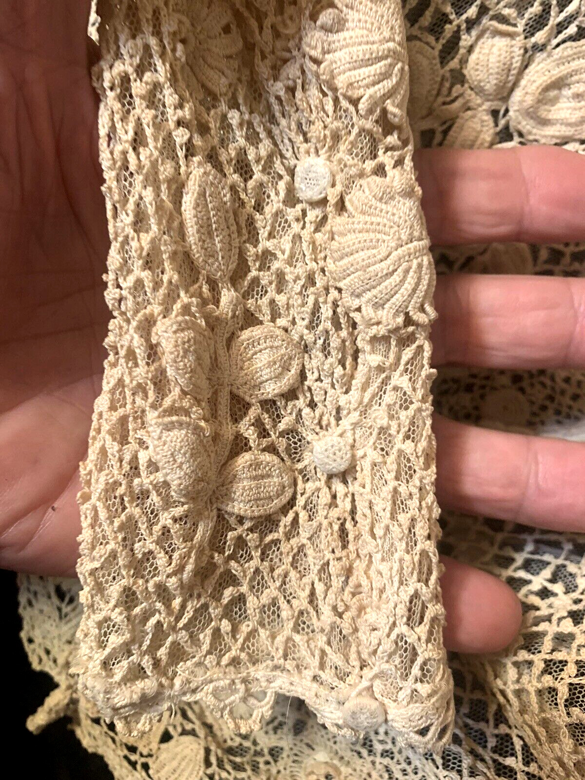 Antique Edwardian Irish Crochet Lace Blouse With High Collar Collectable