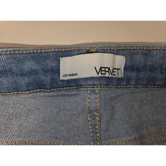 Vervet Jeans Womens 28 Blue Denim Cotton Stretch Distressed Straight Light Wash