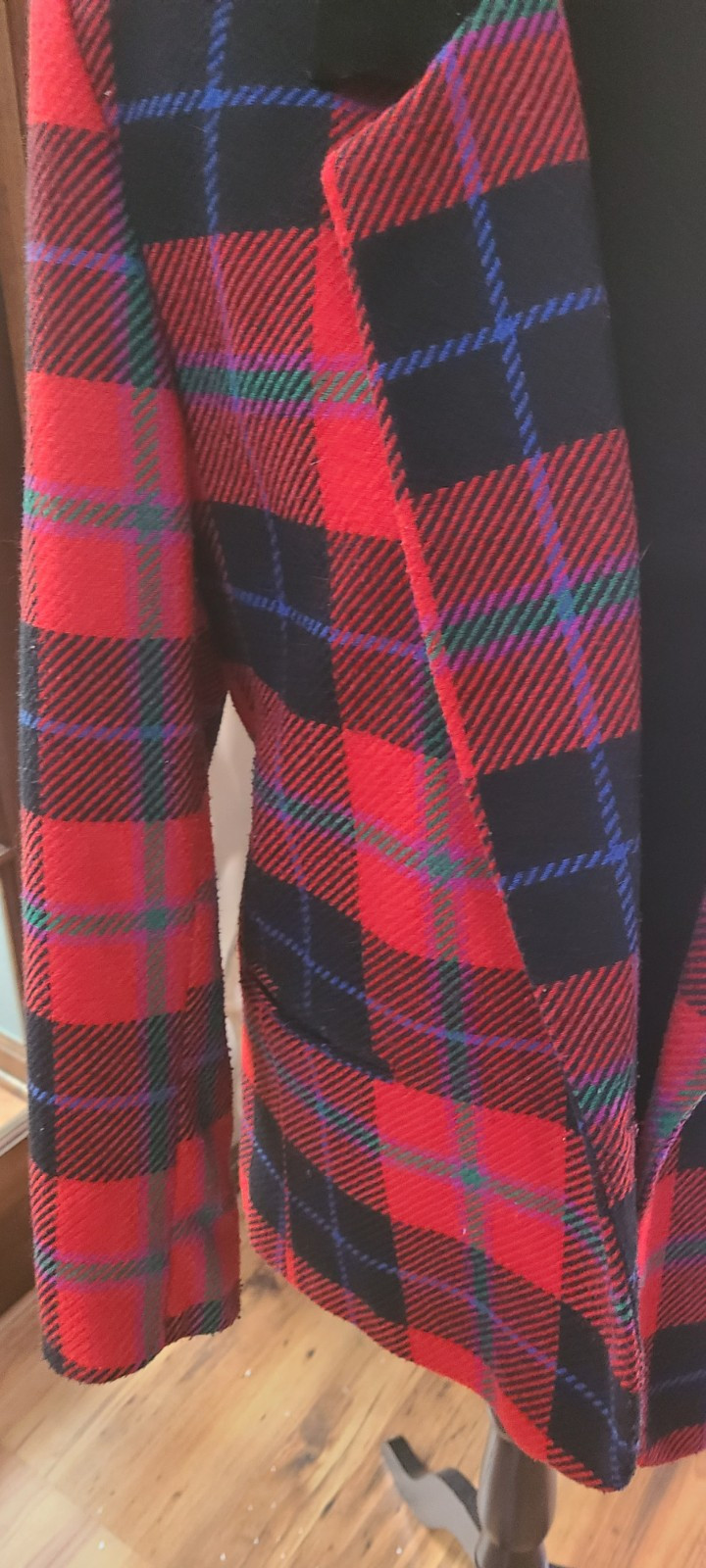 Vtg Red Tartan Plaid Blazer Sz 10P Union Label Notch Collar Russ Petites Preppy