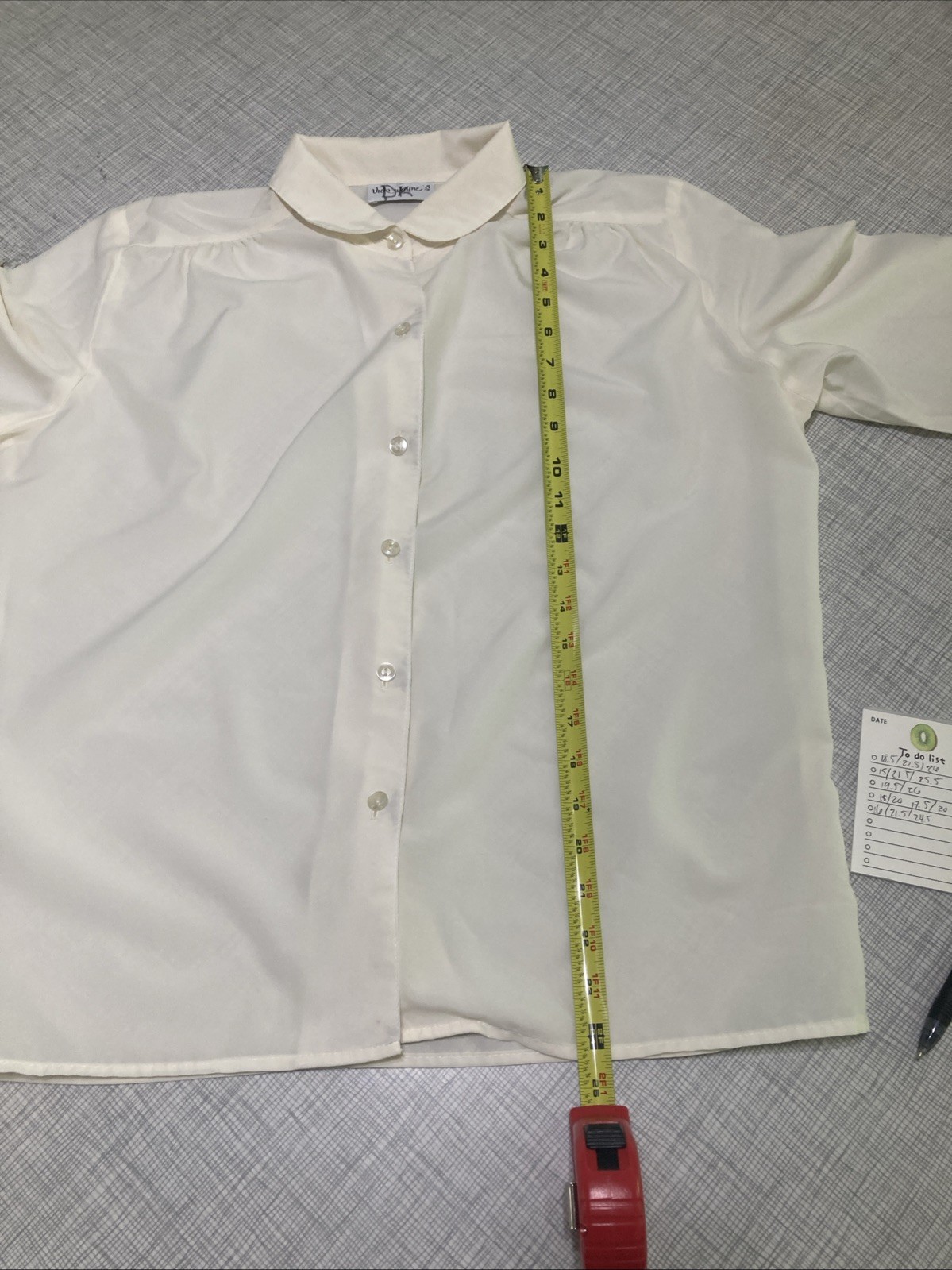 VTG 80s Vicki Wayne Off White Sheer Secretary Blouse Shirt Buttons Medium FLAW