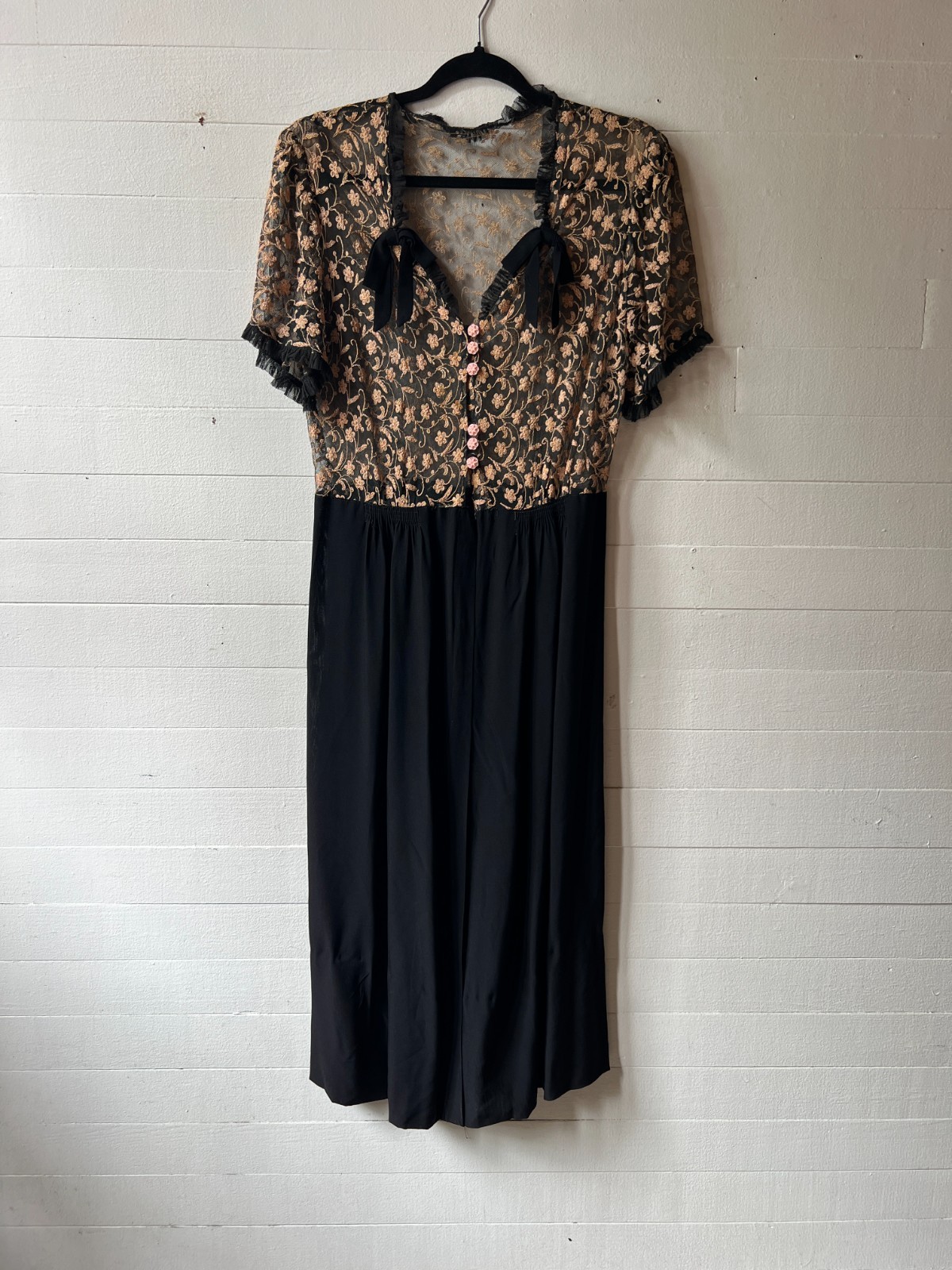 Vintage Floral Lace Top Dress 1950s – 40x30x49 – AR FL