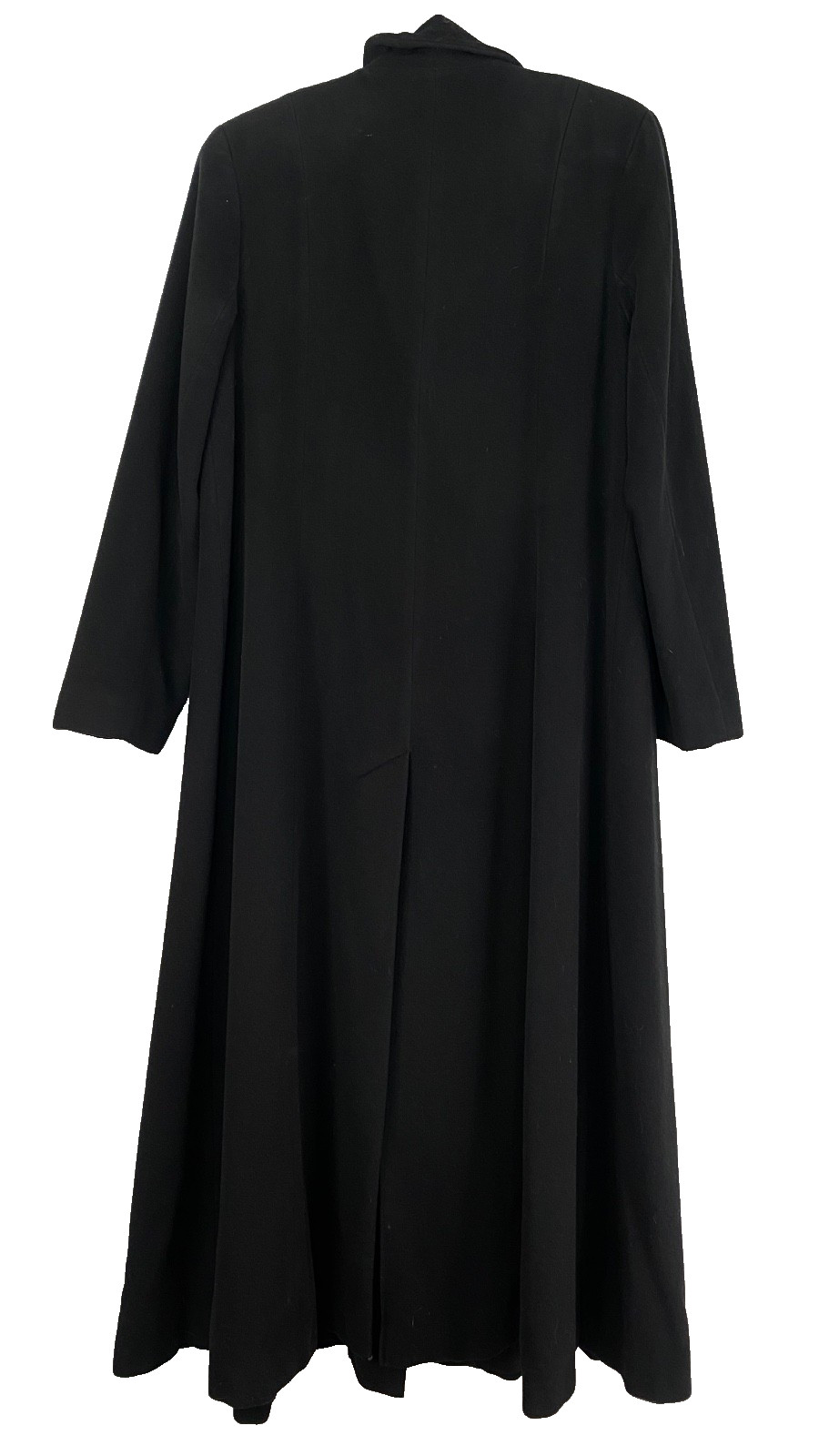 Vintage 1990s black cashmere trench coat long wool pea military maxi full M