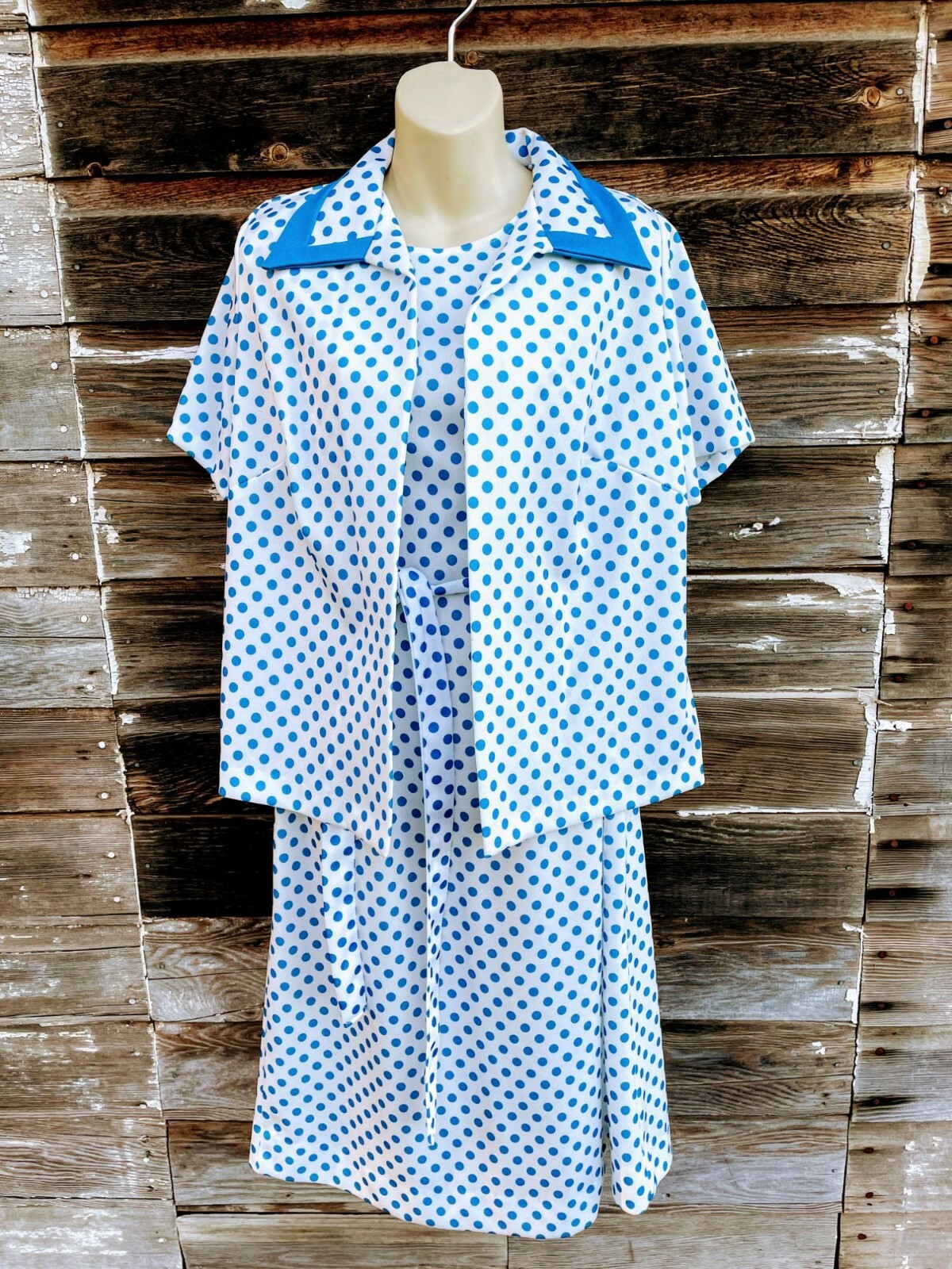 Vintage Sears Polka Dot 1970s Shift dress with Jacket size 16.5