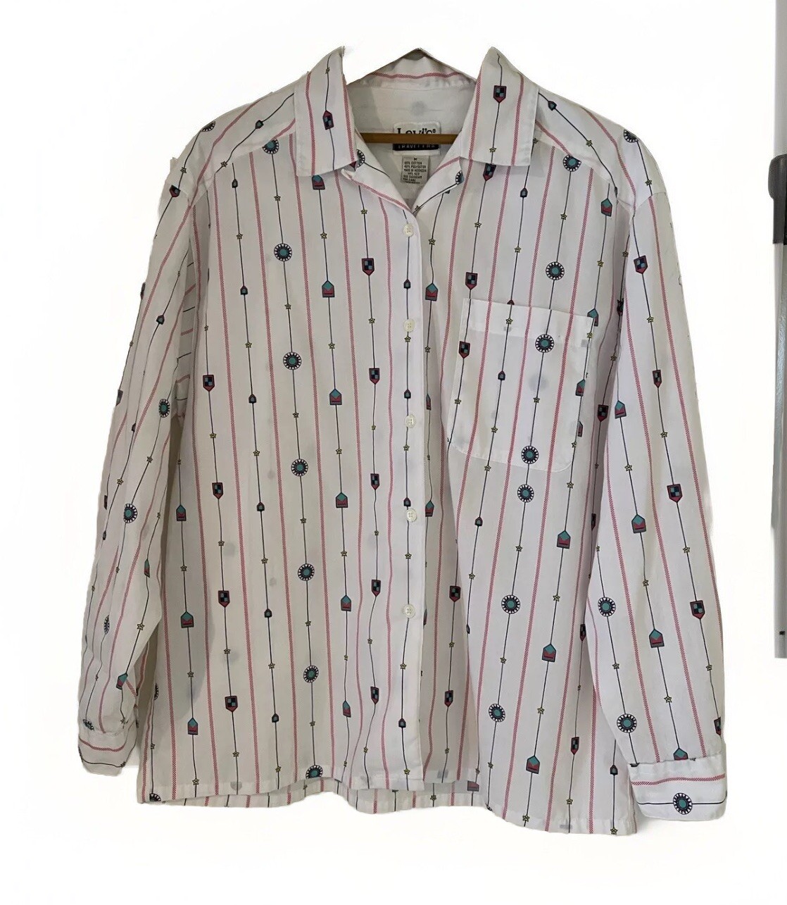 Vintage Levis Travelers 90s Shirt Top White M Women Button Up Western Southwest