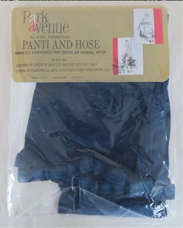 NOS Vintage Park Avenue Panti-Hose Cantrece II NAVY TALL Over 5′ 8″