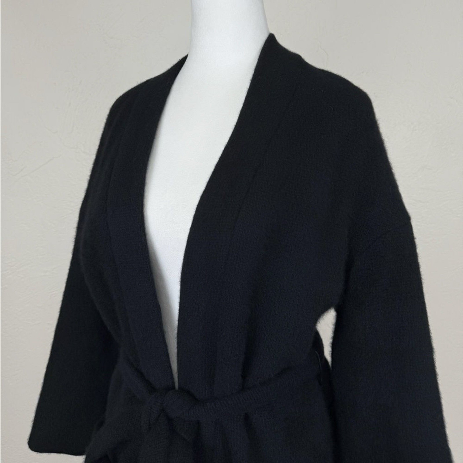 Rare Valentino 1960s Vintage Kimono / Smoking Jacket Style Wrap Jacket Black S/M