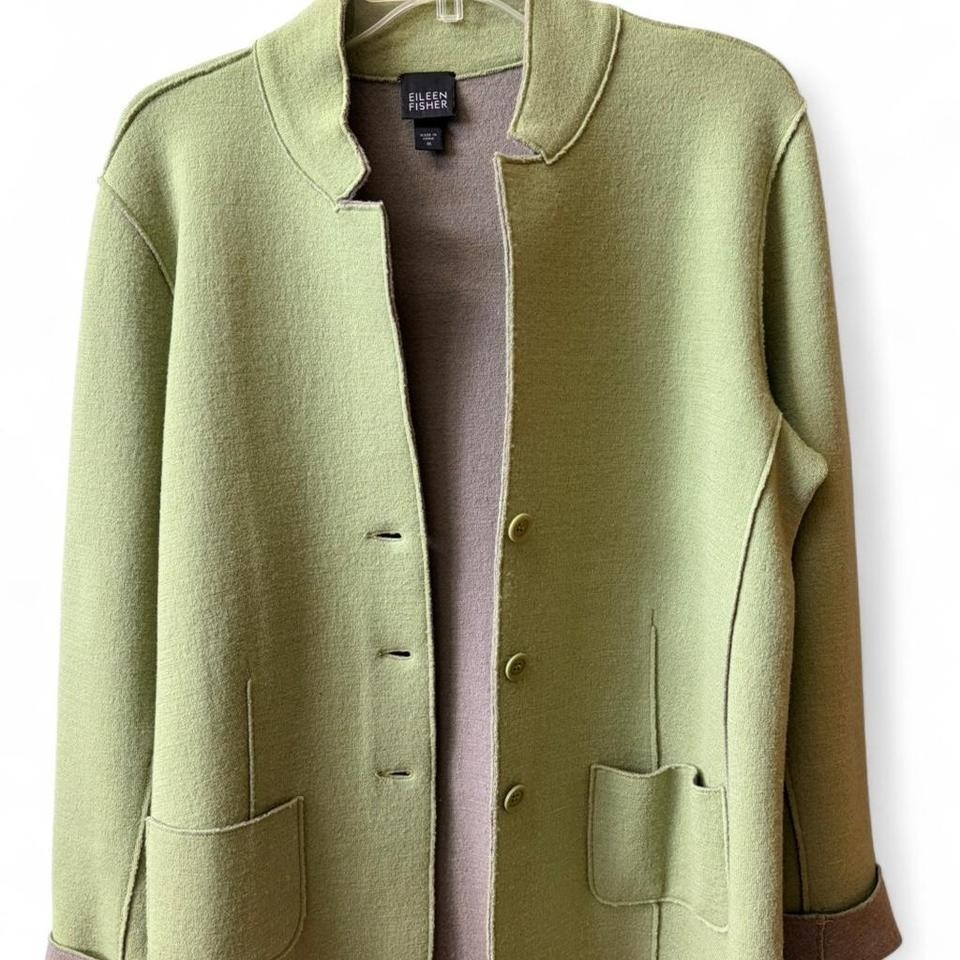 Vintage Eileen Fisher Light Olive Green Wool Jacket