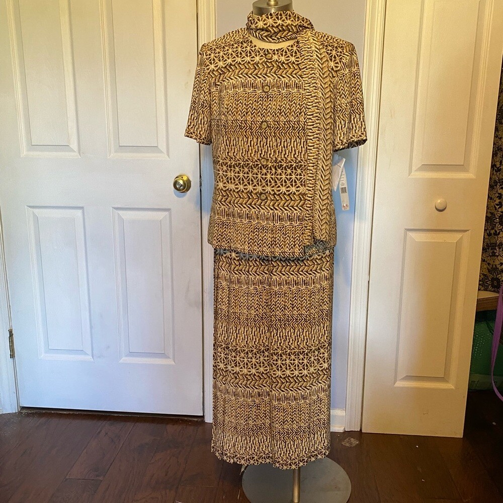 Leslie Fay 3 Pc Dress Separates Timeless Classic Professional Neutral Sz 10 NWT