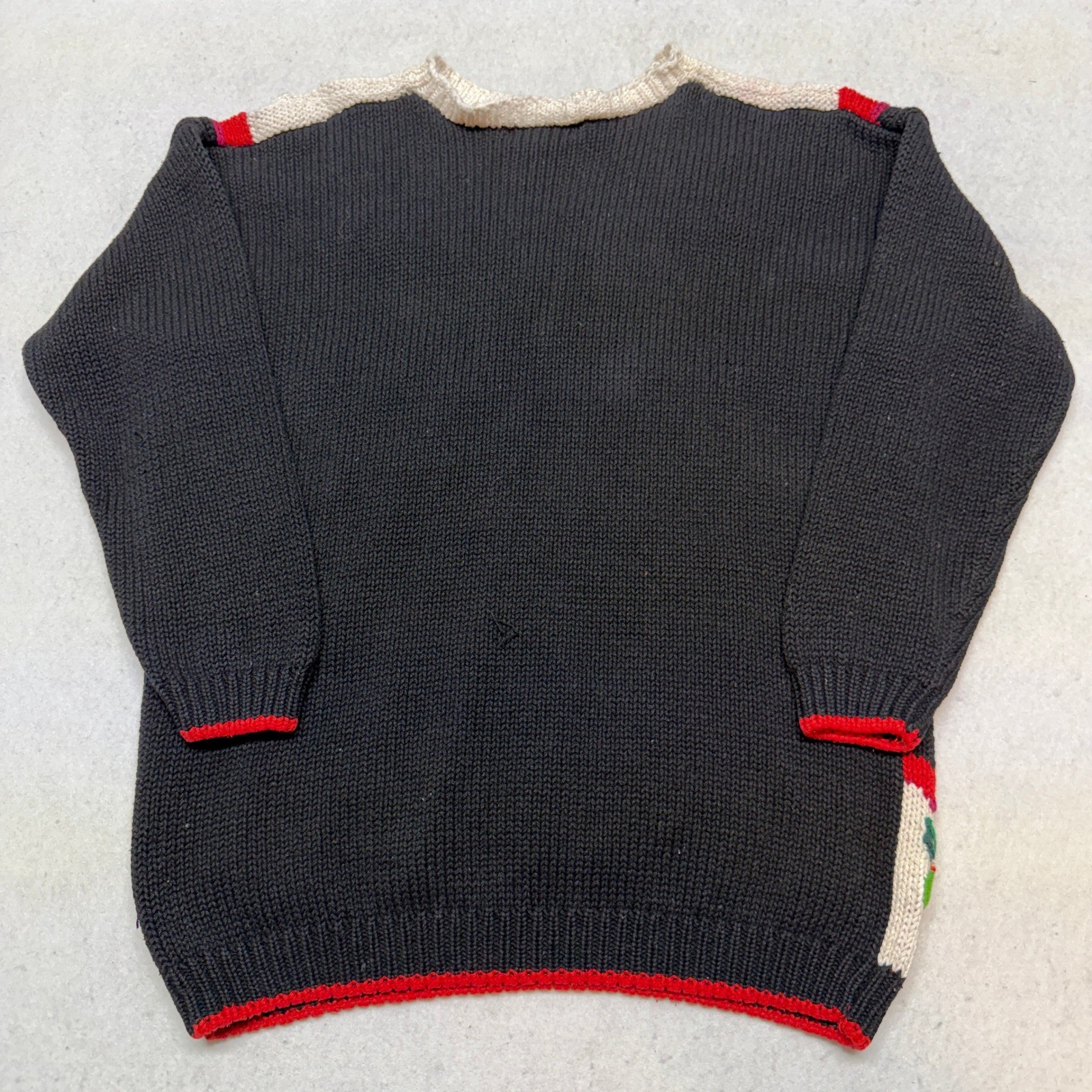 Vintage Beldoch Popper Nutcracker Bear Christmas Knit Sweater 90s Black Medium