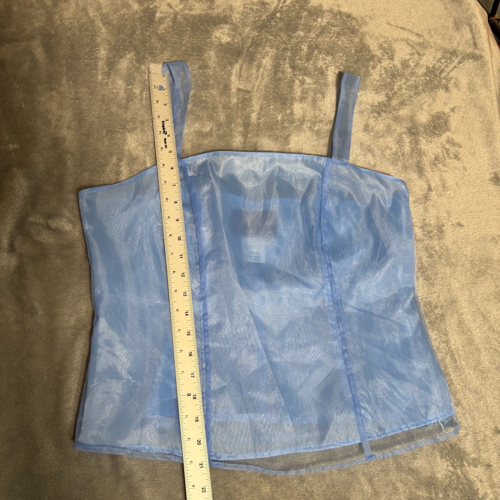 Vintage Milano Couture Sheer Light Blue Tank Top Corset Cami Size 10 Renaissance