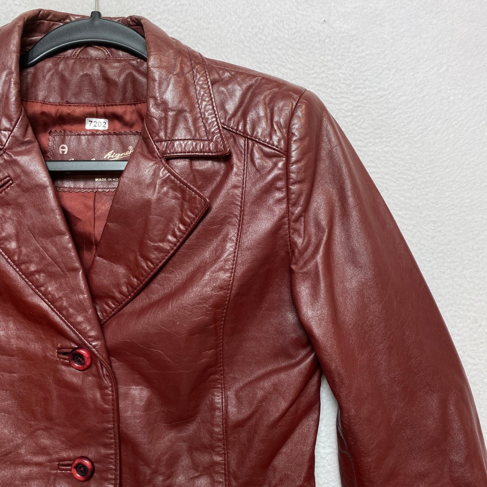 VINTAGE Etienne Aigner Blazer Jacket Womens Medium Red Button Front Belted
