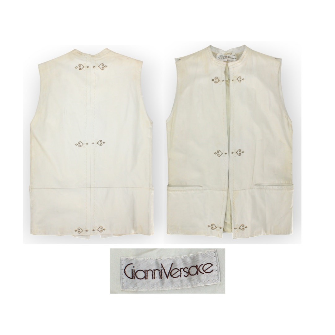 Vintage 1981 Gianni Versace Leather Vest PrimaveraEstate Calfskin Italy 40 Ivory