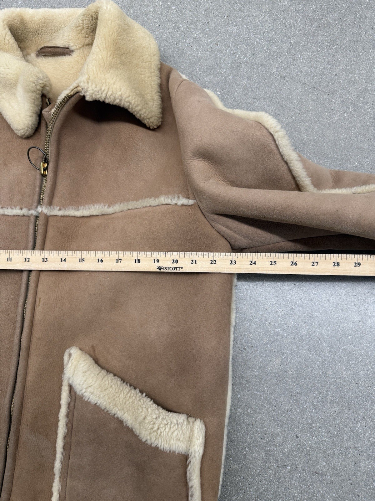 Vintage 1950s Women’s Wool Fleece Lined Brown Suede Leather Jacket